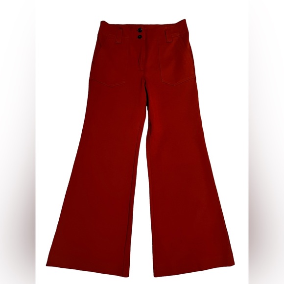 NWOT The Naomi Ponte Wide-Leg Flare Pants Maeve in Orange Size 10 Sold Out Color - Picture 4 of 7